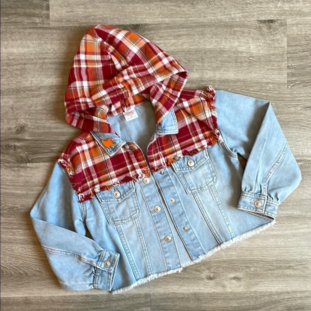 Wonder Nation fall plaid toddler girls denim jacket